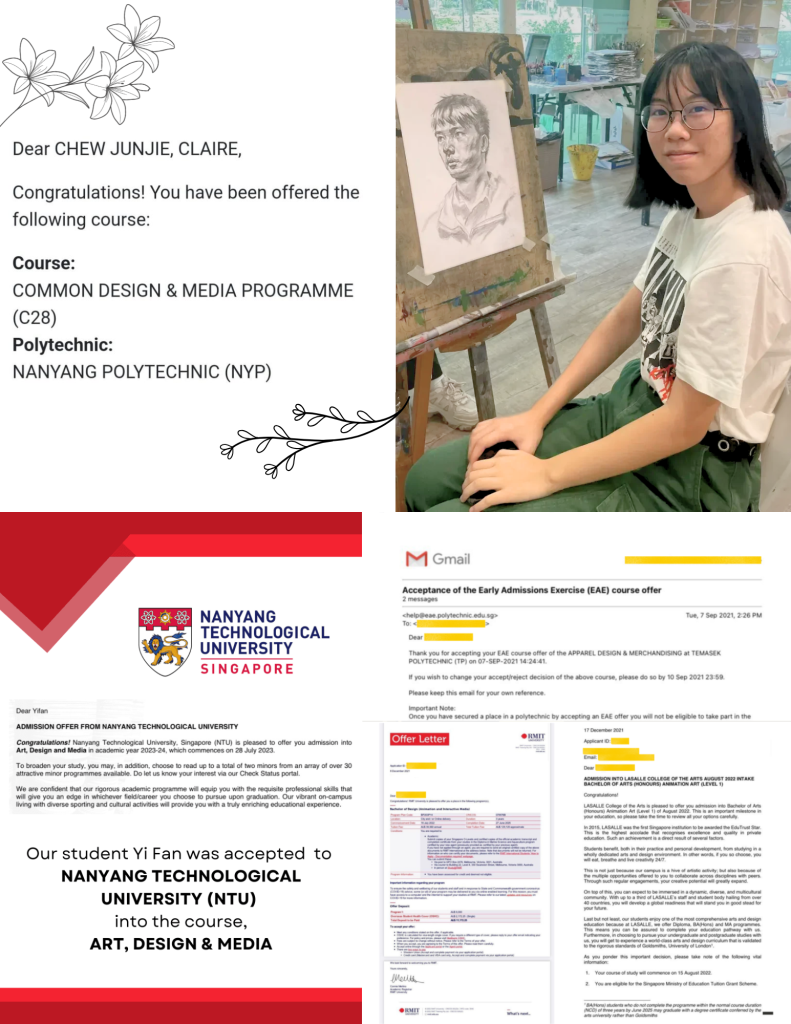 Visual Arts Centre Our Success Stories Diploma EAE Degree Further Education Best Portfolio Prep in Singapore