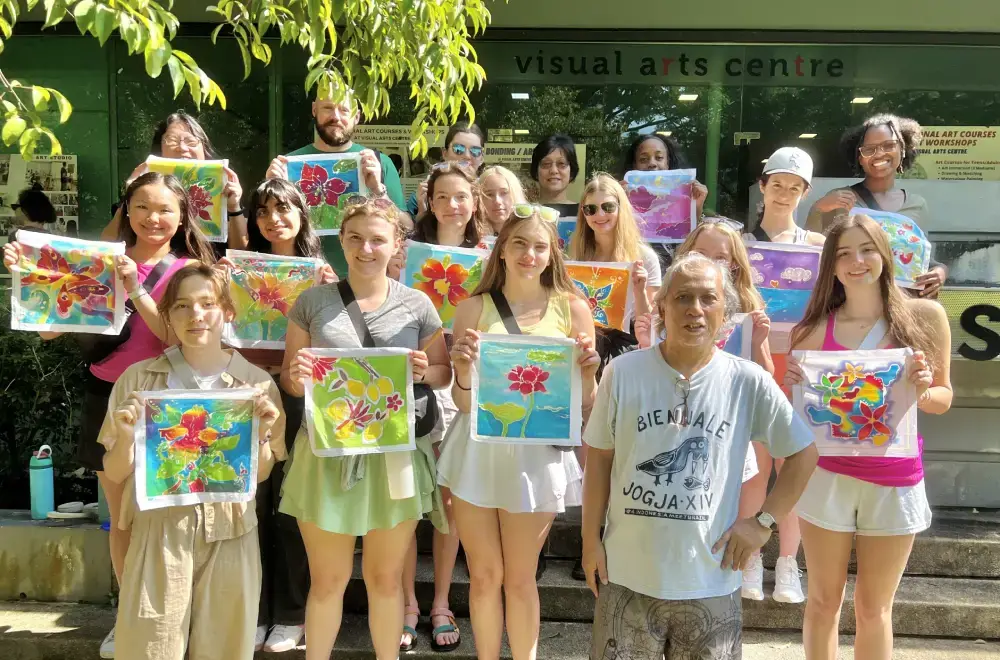 USA students batik handkerchief Batik Painting in singapore art course and art jamming Visual Arts centre batik paint singapore course
